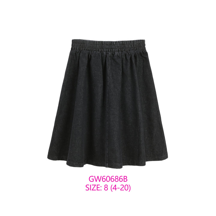 GW60686B-BLACK DENIM SKIRT