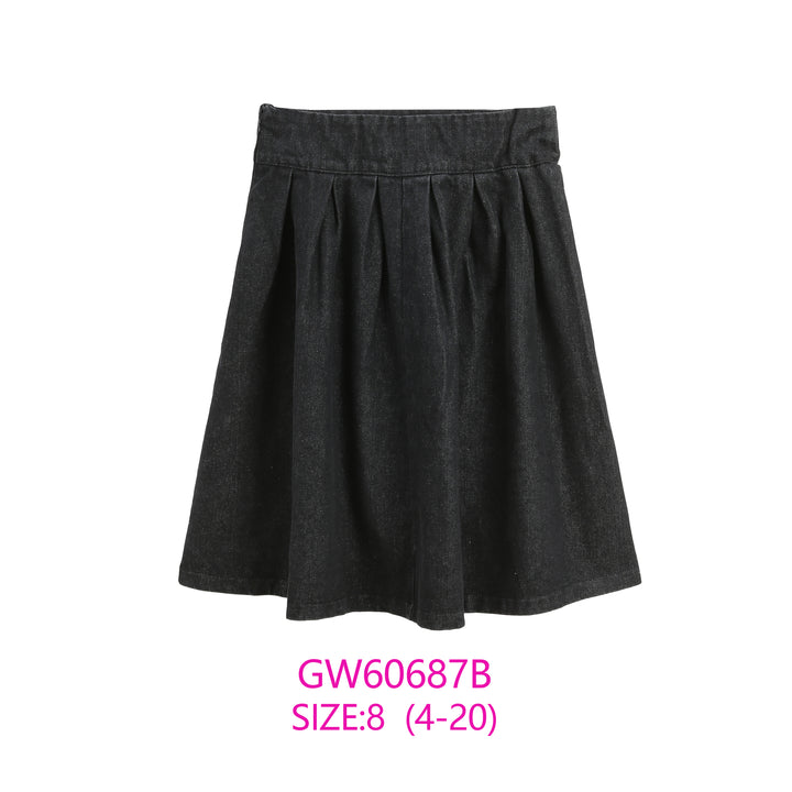 GW60687B-BLACK DENIM SKIRT