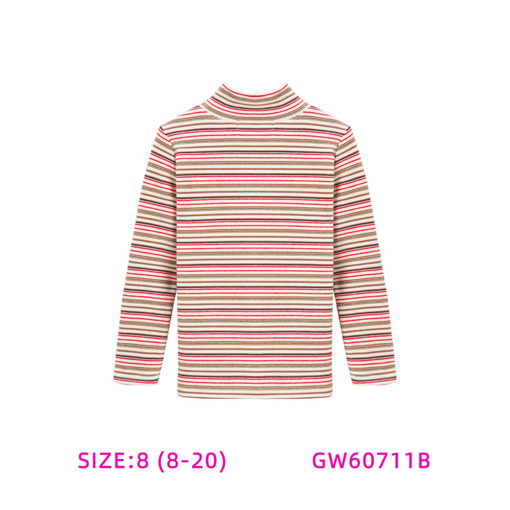 GW60711B-PINK STRIPE TURTLENECK