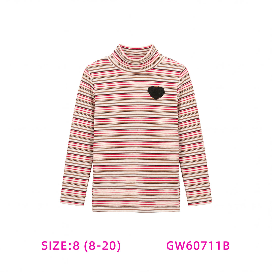 GW60711B-PINK STRIPE TURTLENECK