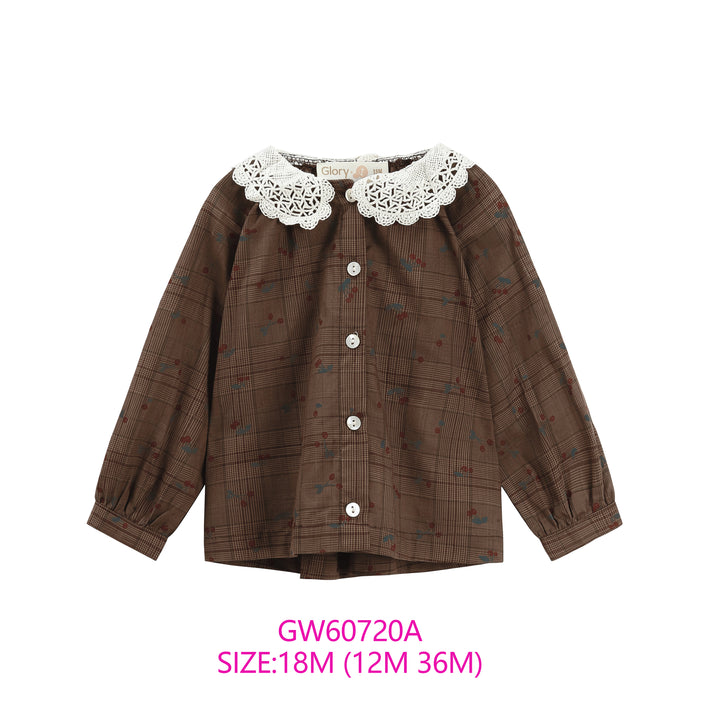 GW60720A-BROWN PLAID BABY SHIRT W. COLLAR