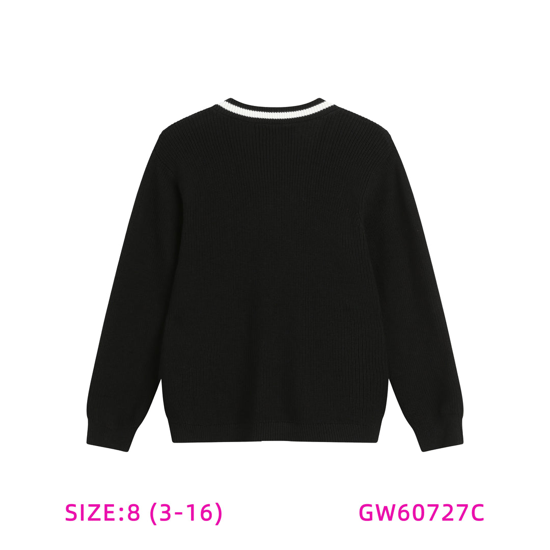 GW60727C-BLACK WITH TRIM SWEATER