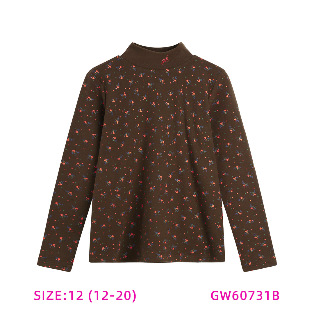 GW60731B-BROWN FLORAL TOP
