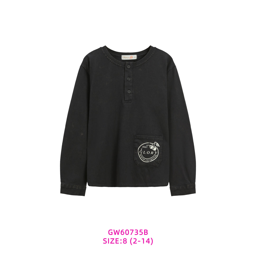 60735B-BOYS BLACK POCKET T-SHIRT