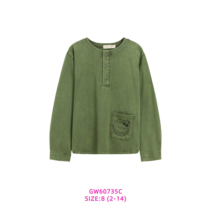 GW60735C-GREEN POCKET T-SHIRT