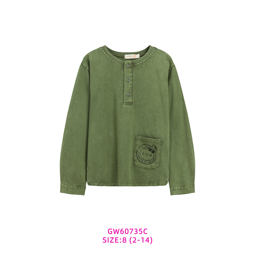 60735C-BOYS GREEN POCKET T-SHIRT