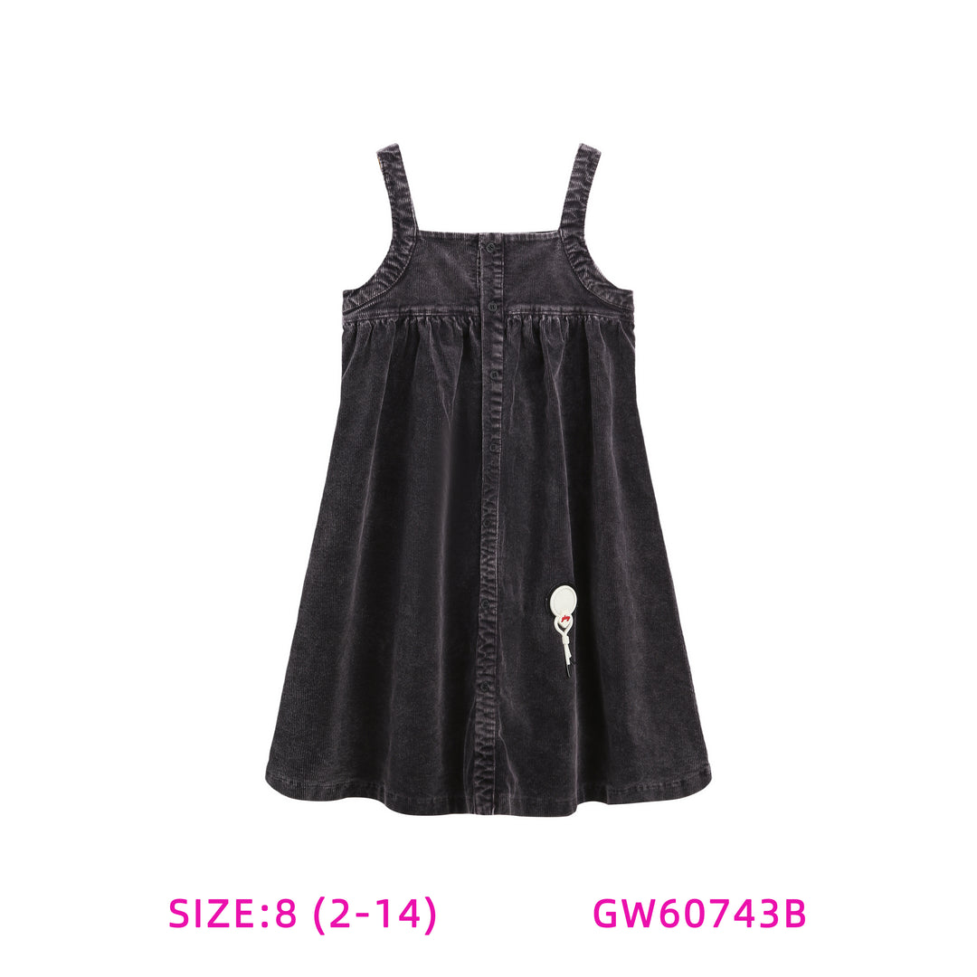 60743B-CHARCOAL CORDUROY JUMPER