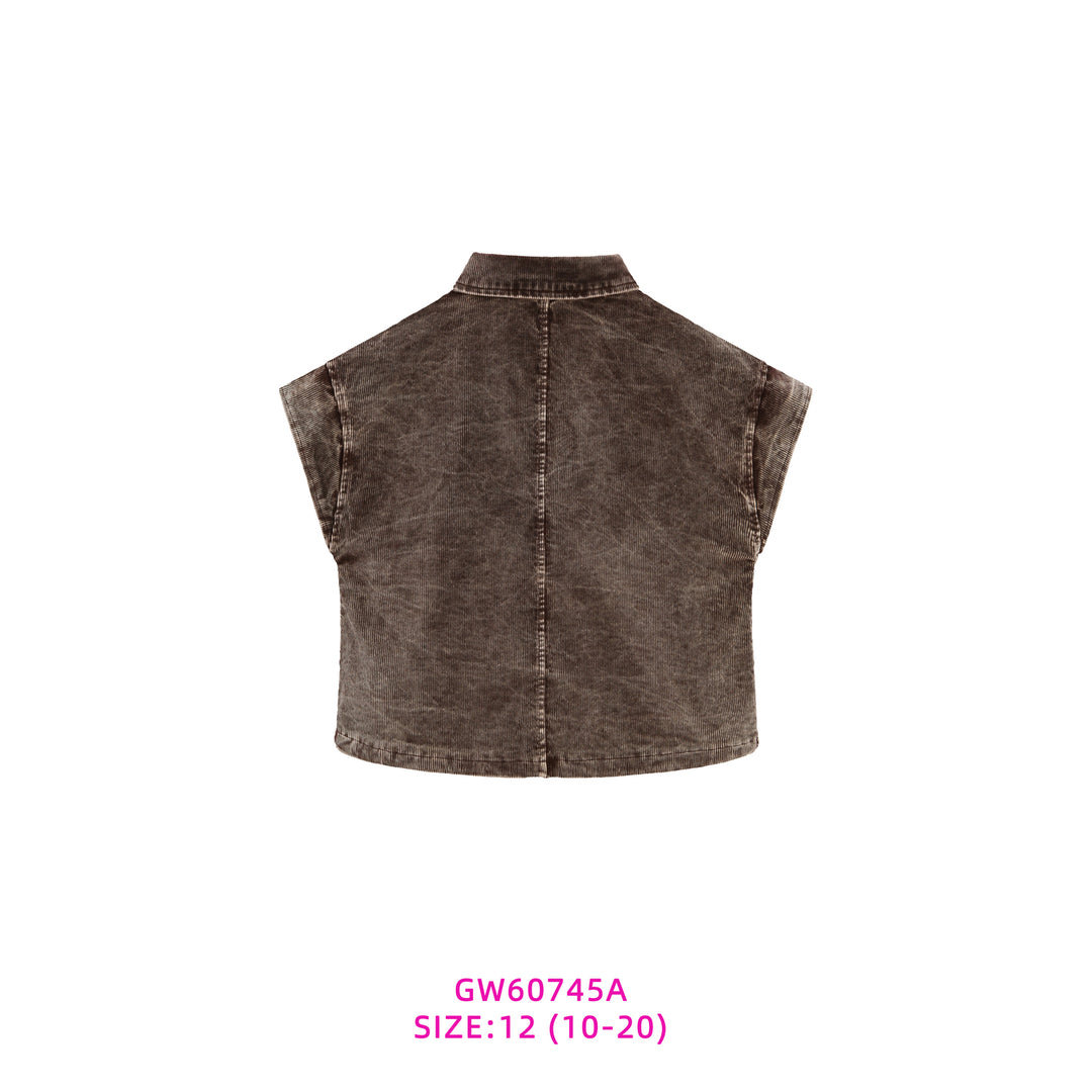 60745A-GIRLS CORDUROY TAN TOP