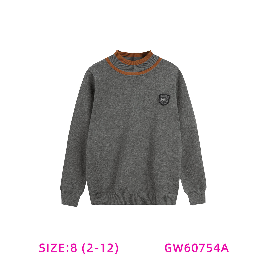 GW60754A-BOYS CONTRAST NECK SWEATER