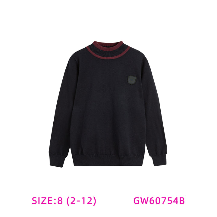GW60754B-BOYS CONTRAST NECK SWEATER