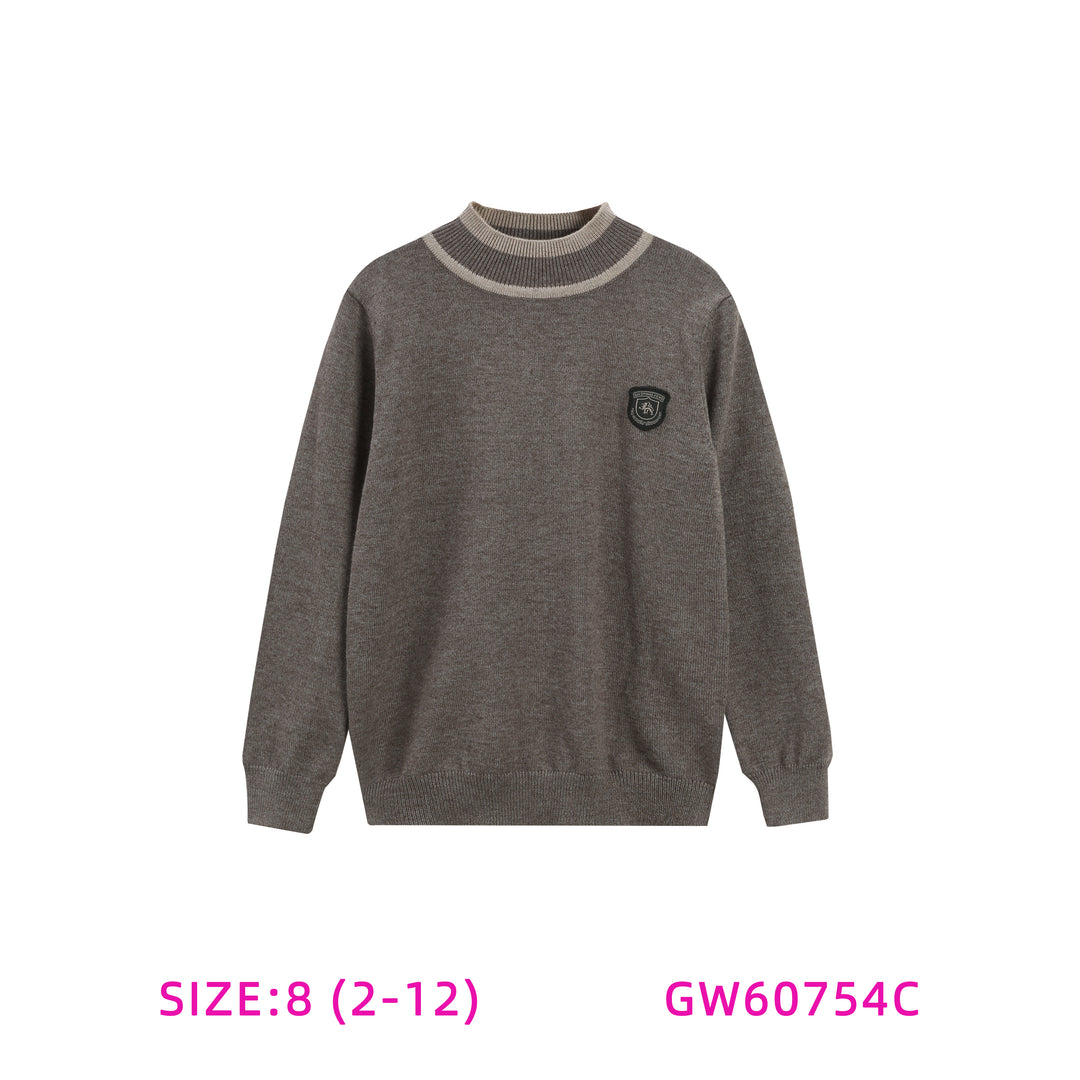 GW60754C-BOYS CONTRAST NECK SWEATER
