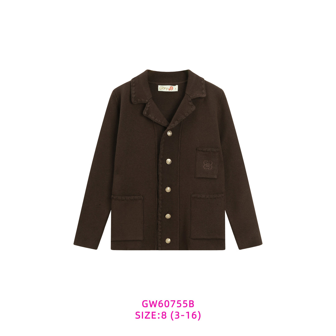 GW60755B-BROWN KNIT BLAZER