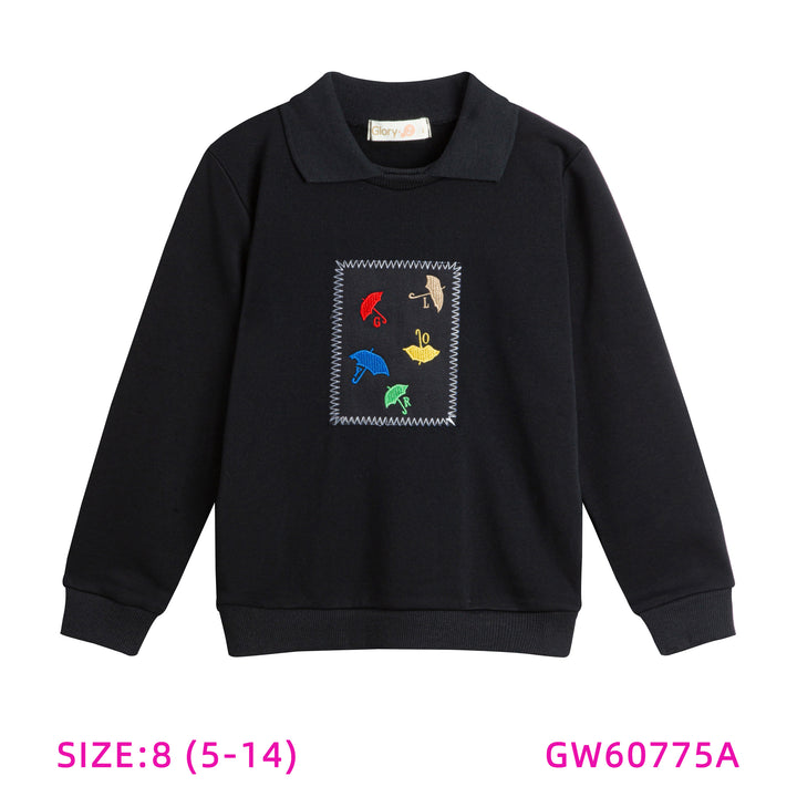 60775A-BLACK UMBRELLA SWEAT TOP