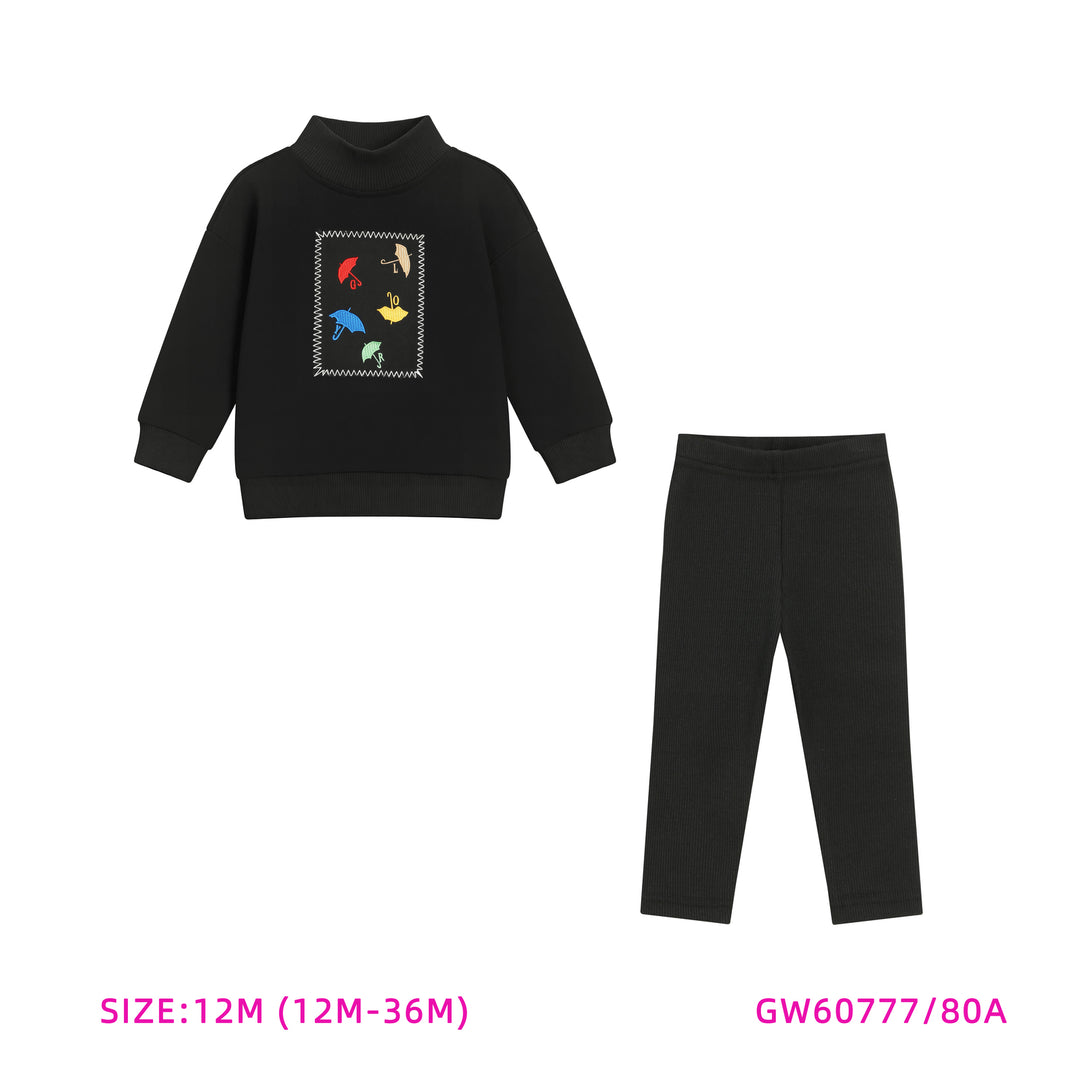 60777/80A-BLACK UMBRELLA SWEAT SET