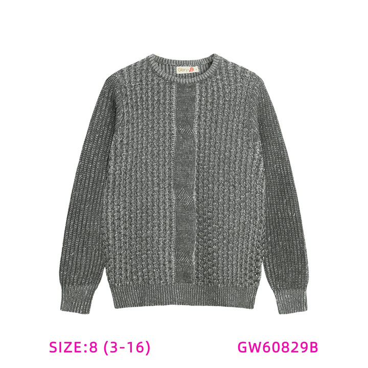 GW60829B-MELANGE GREY BOYS SWEATER