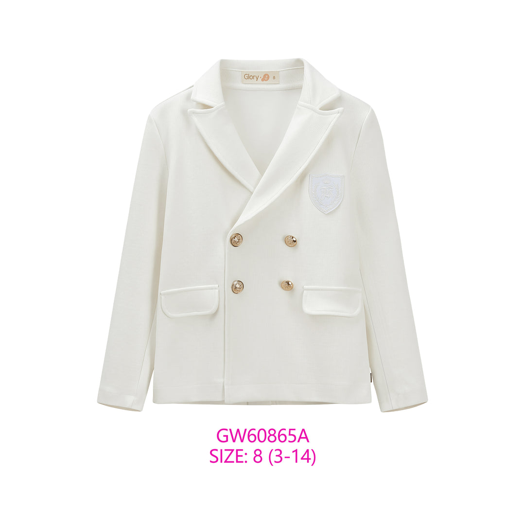 GW60865A- BOYS IVORY DOUBLE BREASTED BLAZER