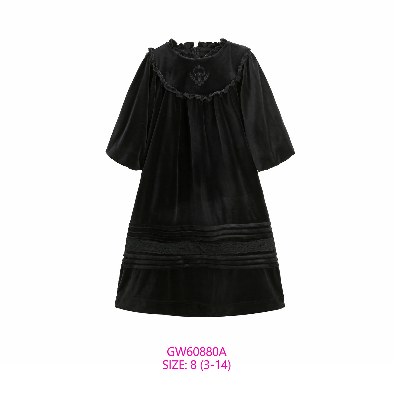 Bonjour diary Black velvet dress 4y ベロア GW60880A-BLACK VELVET DRESS – whoopikids