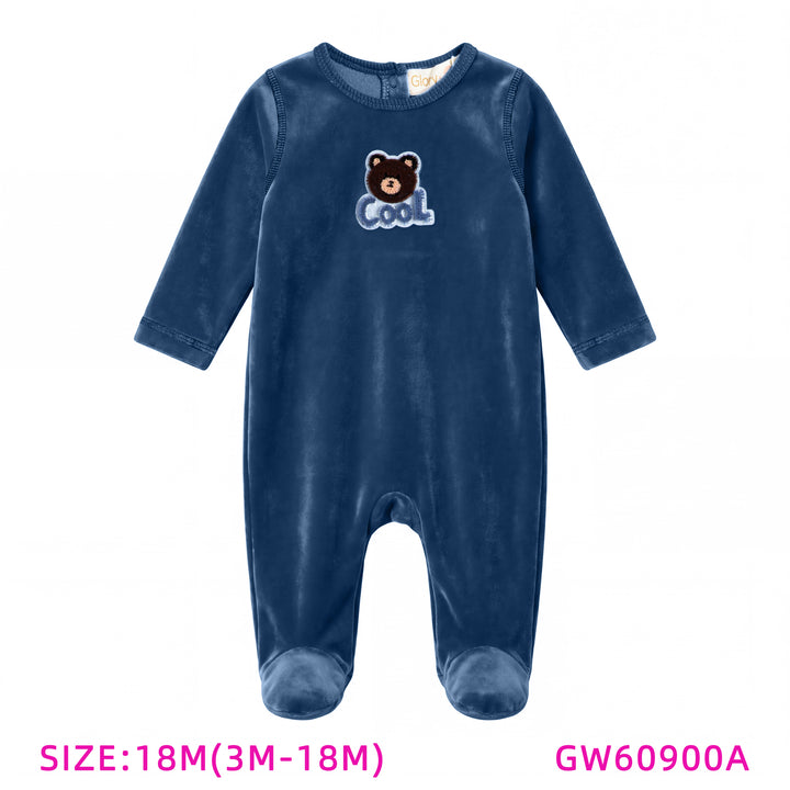 GW60900A-BLUE VELOUR FOOTIE