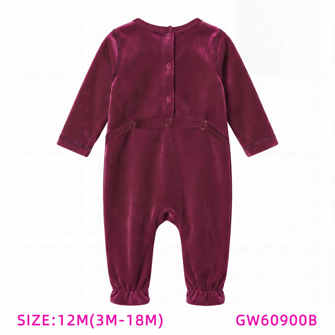 GW60900B-BURGUNDY VELOUR FOOTIE
