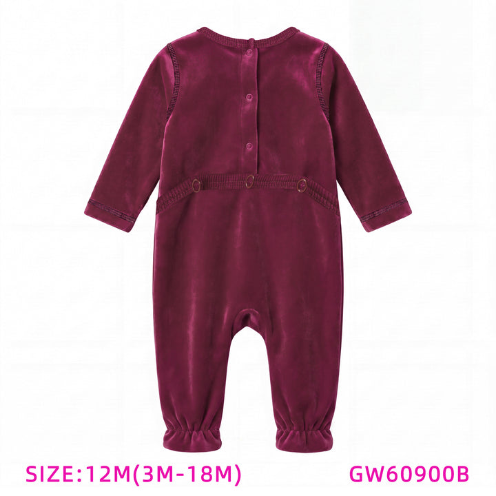 GW60900B-BURGUNDY VELOUR FOOTIE