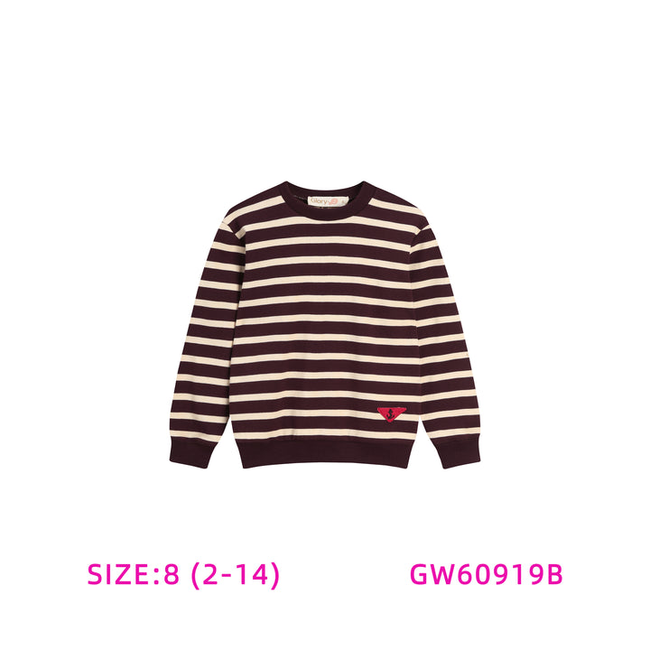 GW60919B-BROWN AND IVORY STRIPED SWEAT