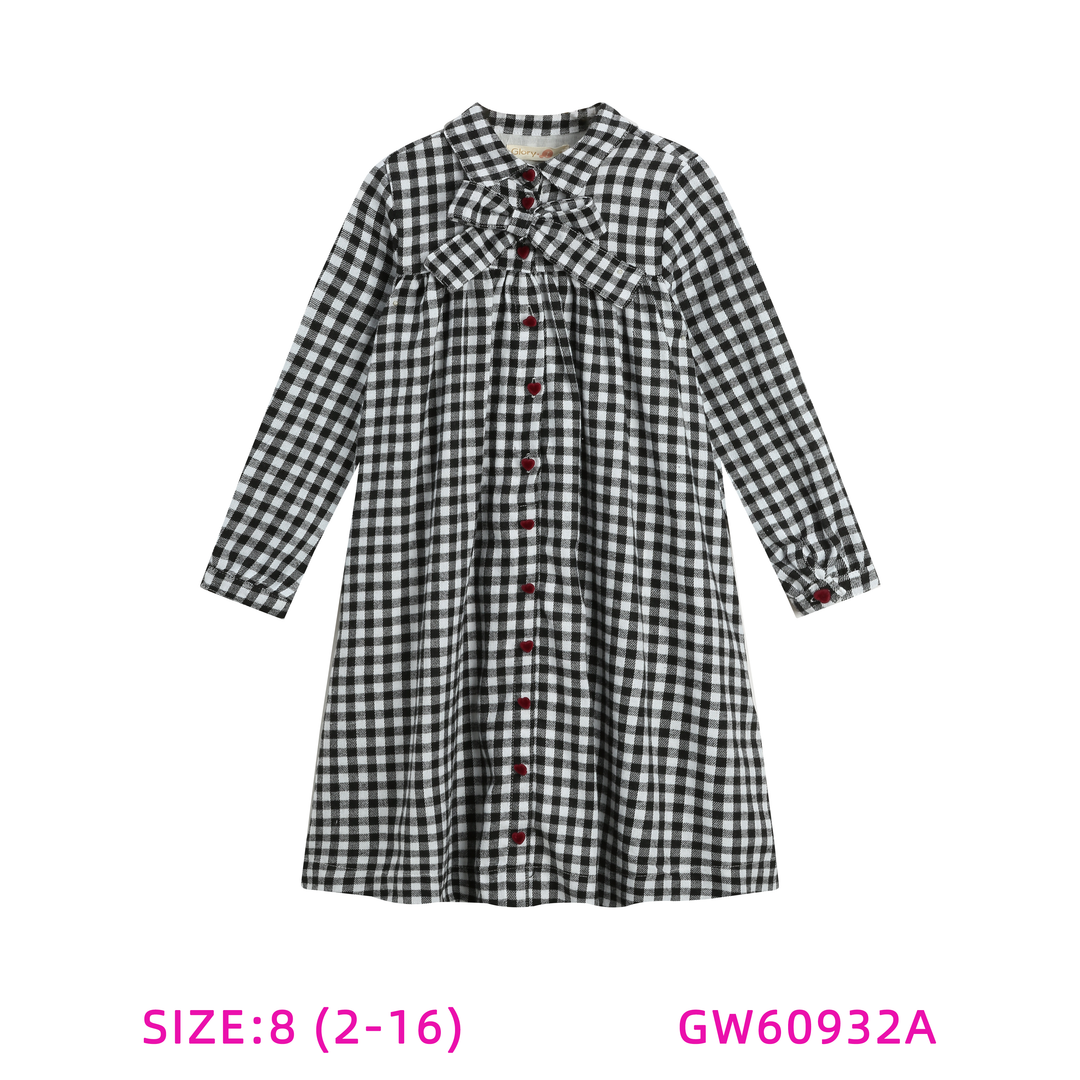 GW60932A-BLACK & WHITE GINGHAM DRESS