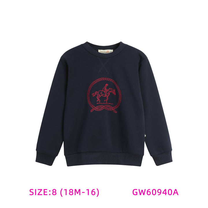 GW60940A-NAVY HORSE SWEATSHIRT