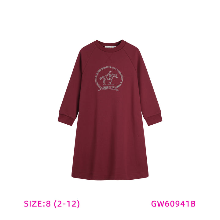 GW60941B-BURGUNDY HORSE DRESS