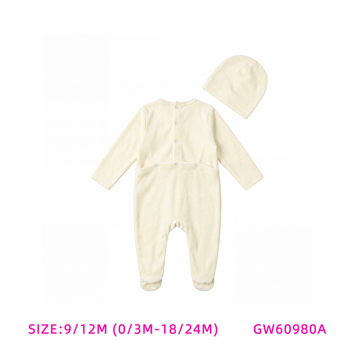 GW60980A- IVORY BUNNY ONSIE AND HAT SET