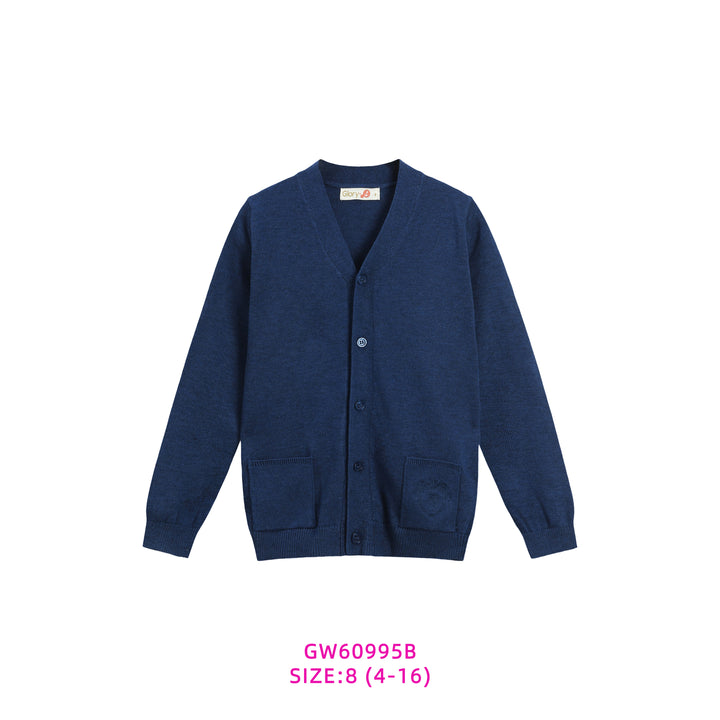 GW60995B-BLUE BUTTONED DOWN CARDIGAN