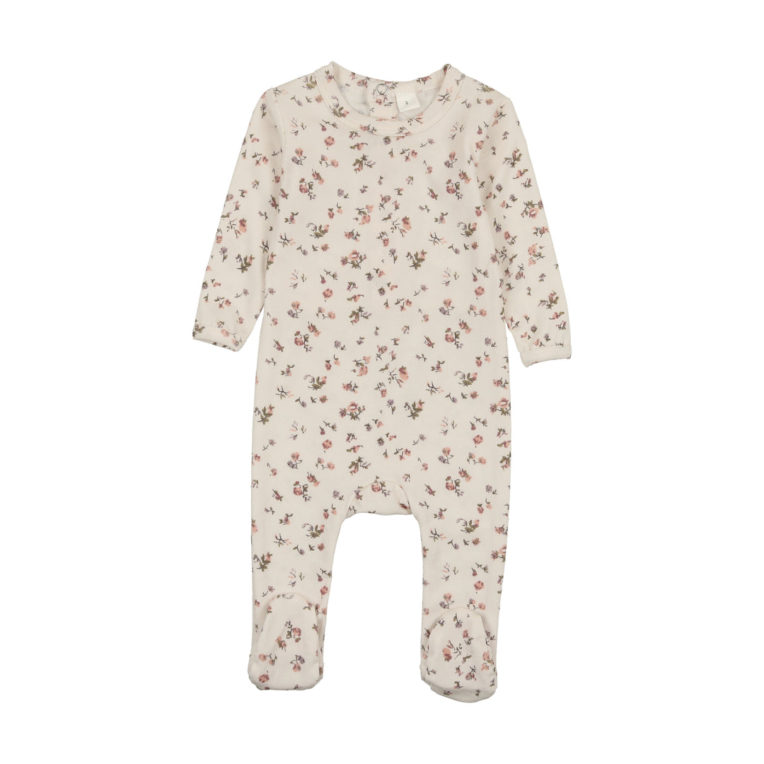 SL250146F-Scattered Floral Print Footie-Floral