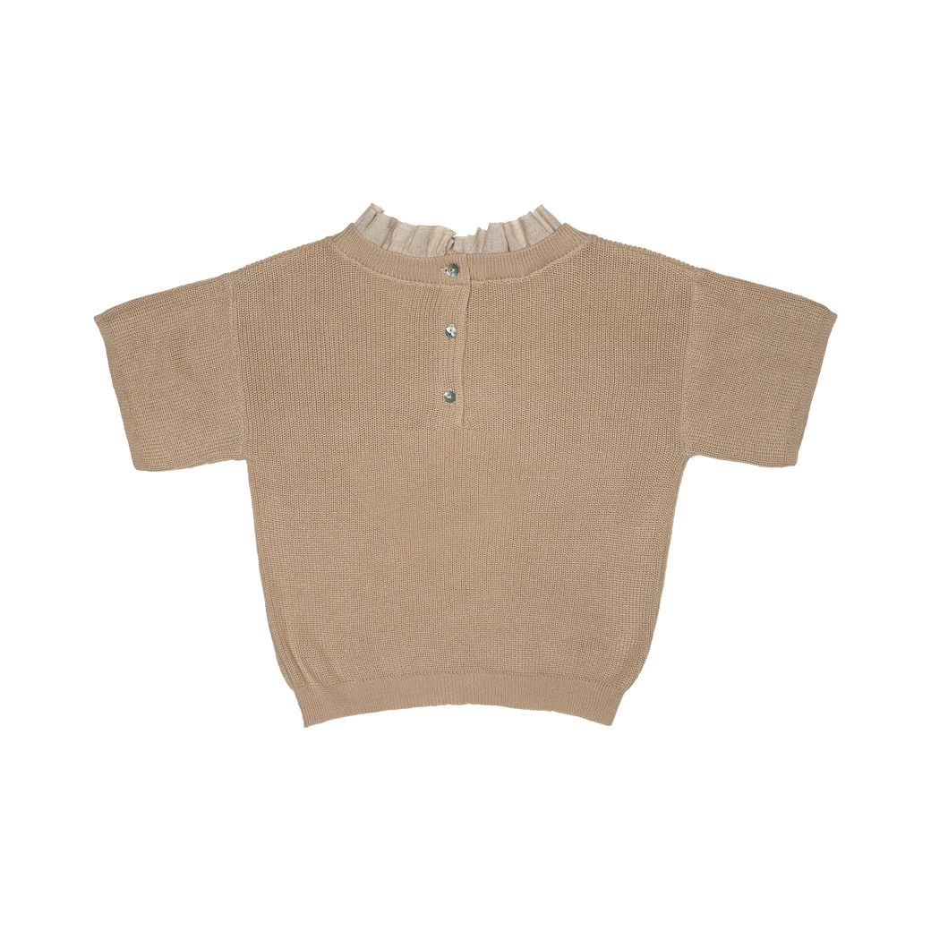 GINI SHORTSLEEVE KNIT TOP-Sand