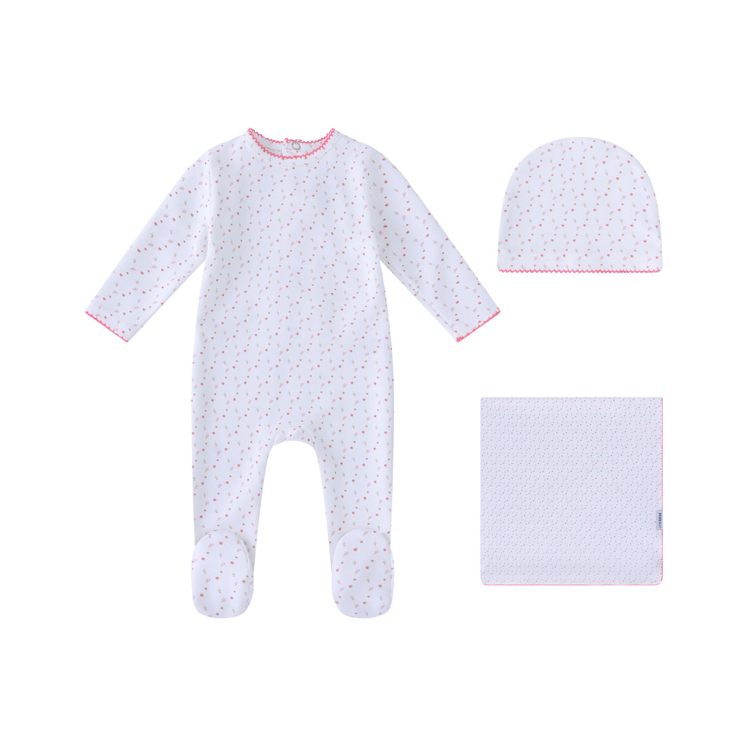 EA049-GW-S WHITE BRIGHT FLORAL PRINT-GIRLS SET