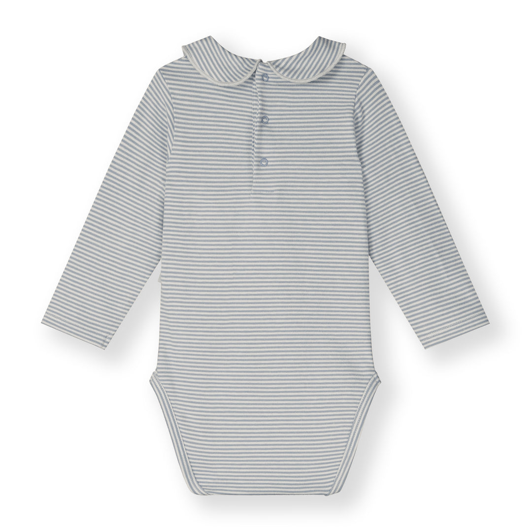 SUI027 BABY COLLAR ONESIE STONE GRAY - CREAM