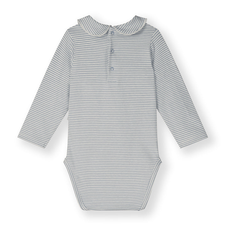 SUI027 BABY COLLAR ONESIE STONE GRAY - CREAM