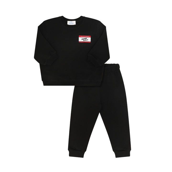 H73 TODDLER HELLO SWEATSHIRT SET - BLACK