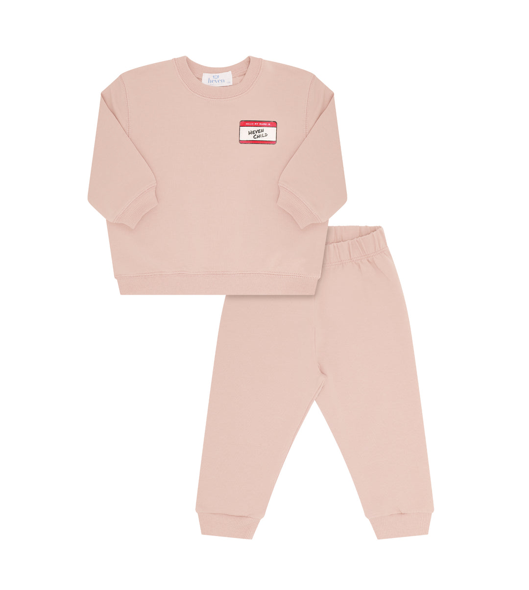 H73 TODDLER HELLO SWEATSHIRT SET - PINK