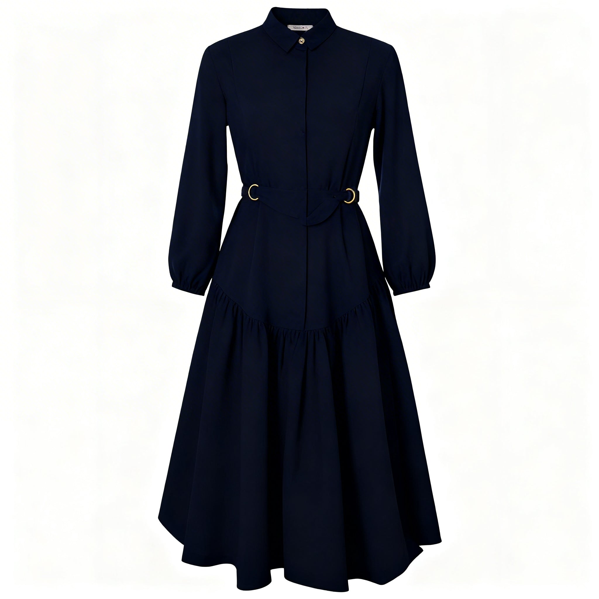 HDR068 SHIRT DRESS WITH BUBBLE HEM - NAVY – whoopikids