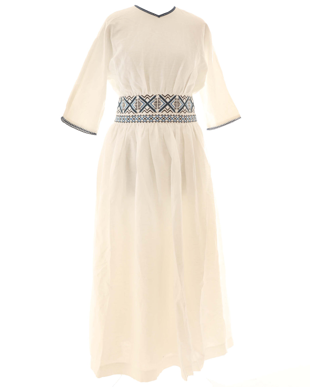HDR109-EMBROIDERED WAIST DRESS-White
