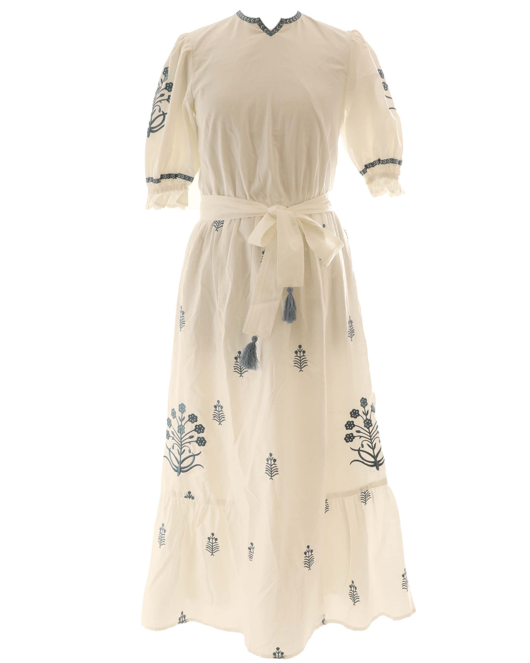 HDR110-EMBROIDERED FLOWER DRESS-White