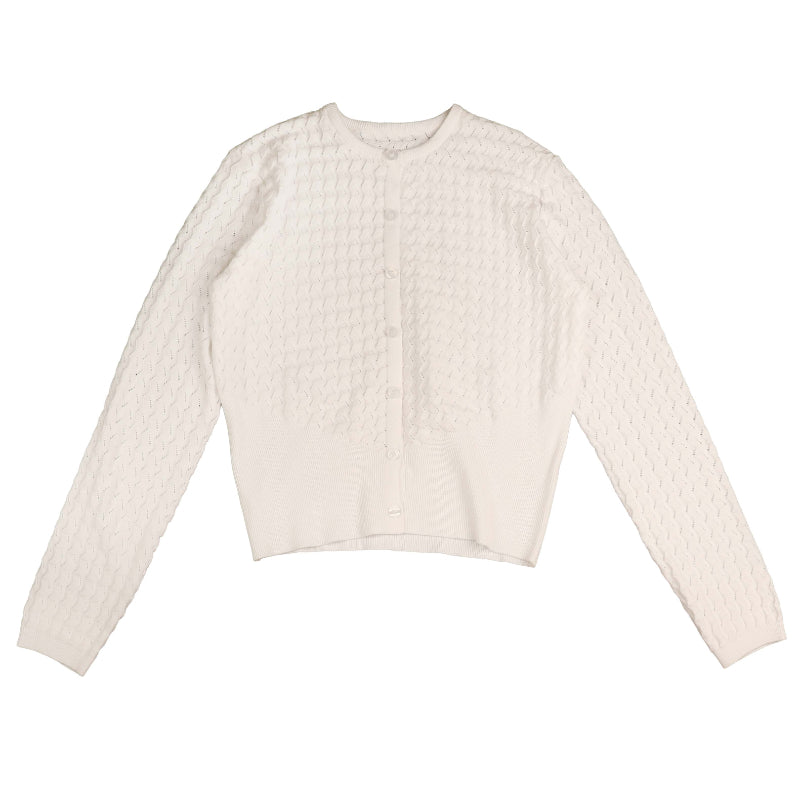 HKN783 RIB TEXTURE CARDIGAN-WHITE – whoopikids