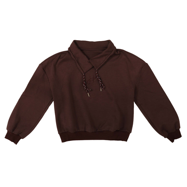 HSH041 FOLDOVER COLLAR SWEATSHIRT - PLUM