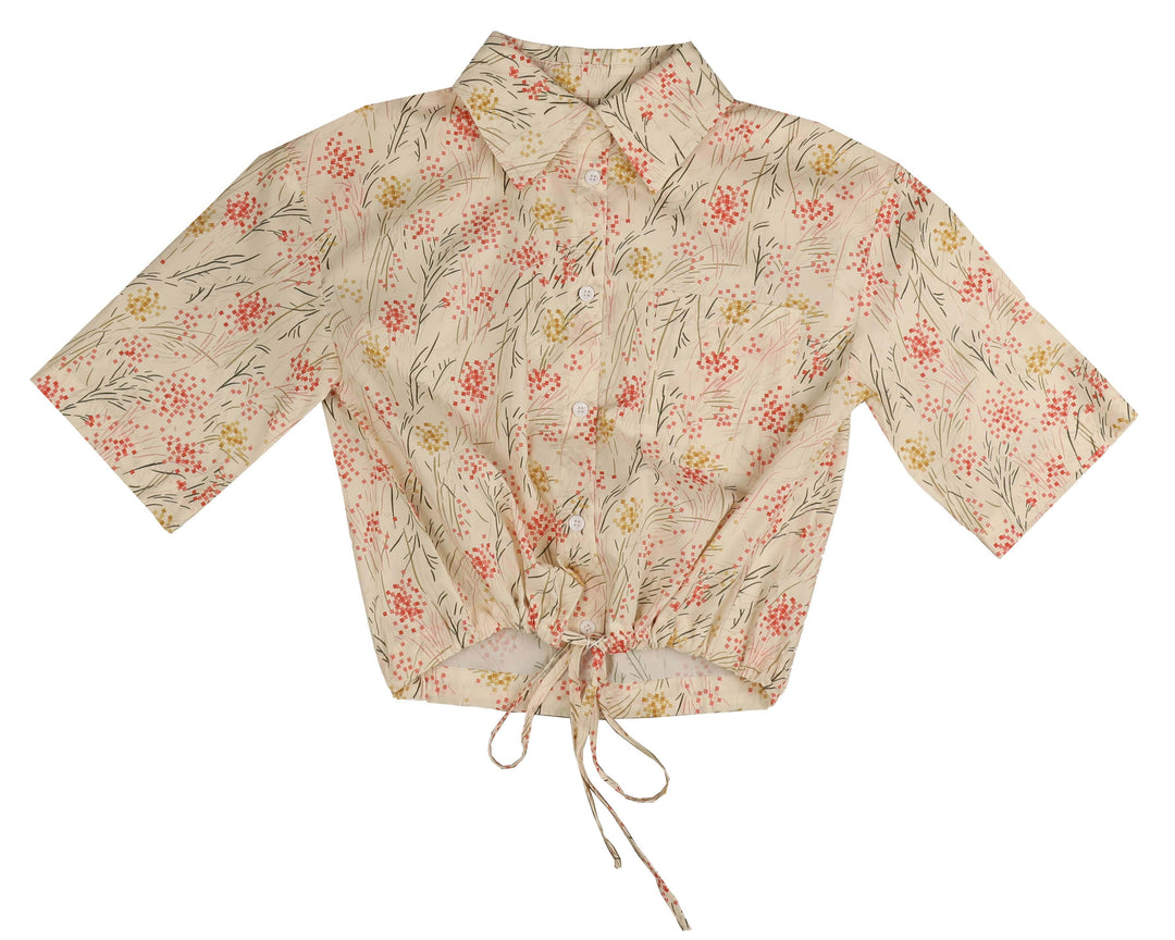 HSH753 PULLY STRING SHIRT-CORAL