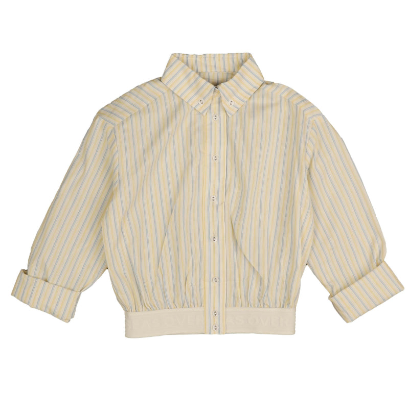 HSH761 STRIPE ELASTIC TRIM SHIRT-YELLOW