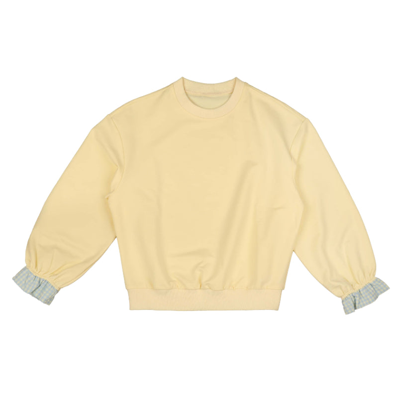 HSH765 TSHIRT WITH FRILL CUFF TRIM-LEMON