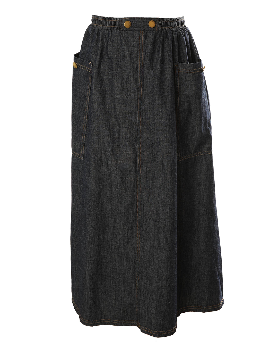 HSK671-DENIM SKIRT WITH BIG POCKETS-Navy