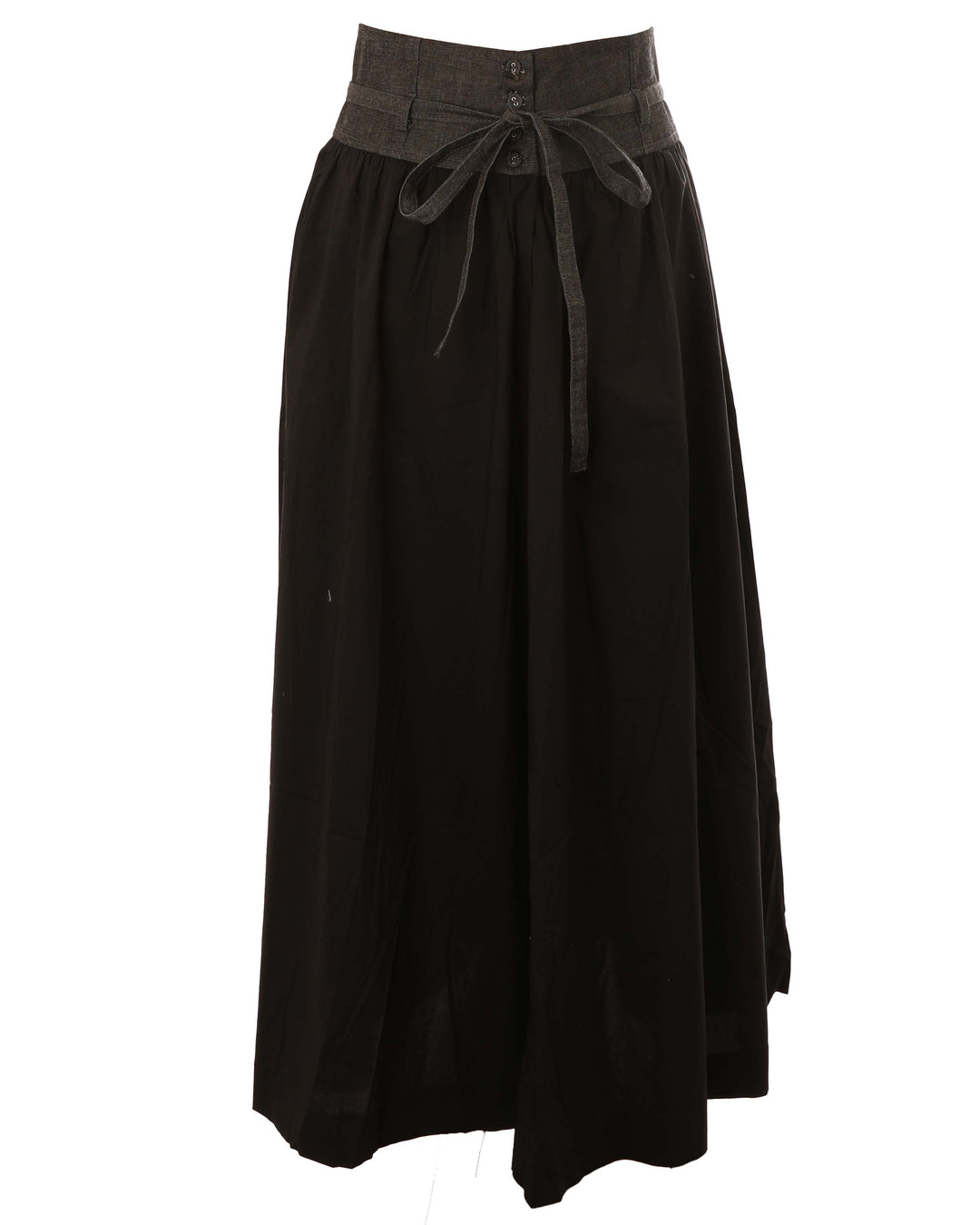 HSK791 YOKE SKIRT DENIM TO FABRIC-BLACK