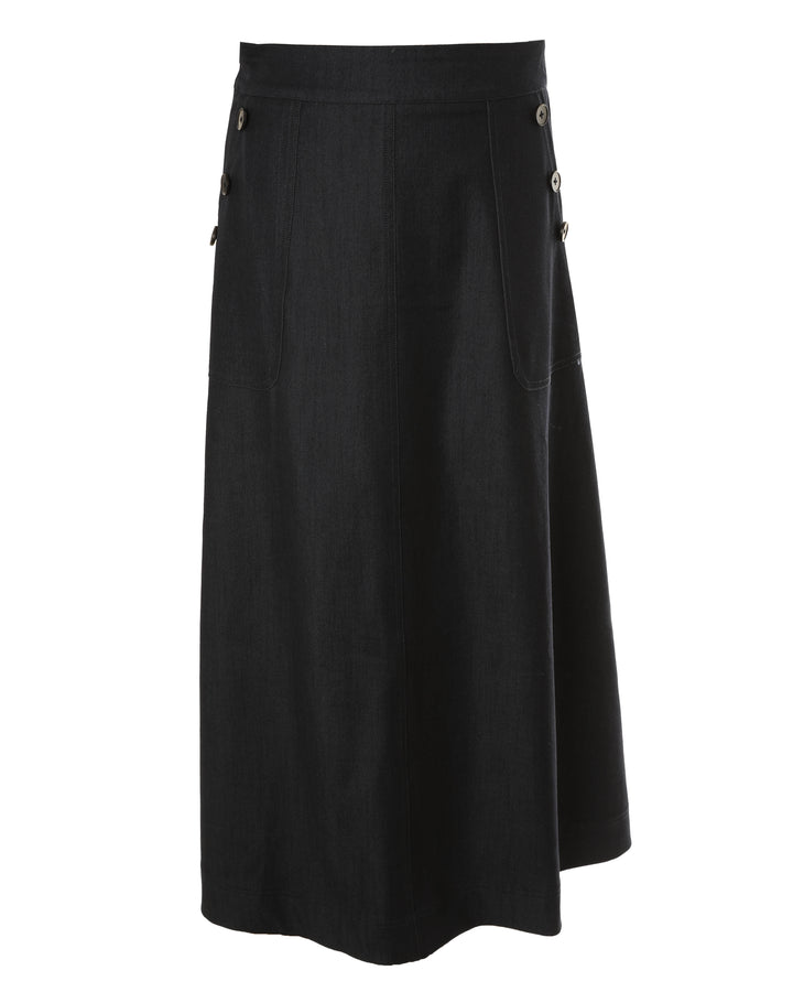 HSK878-DRILL SKIRT-BLACK