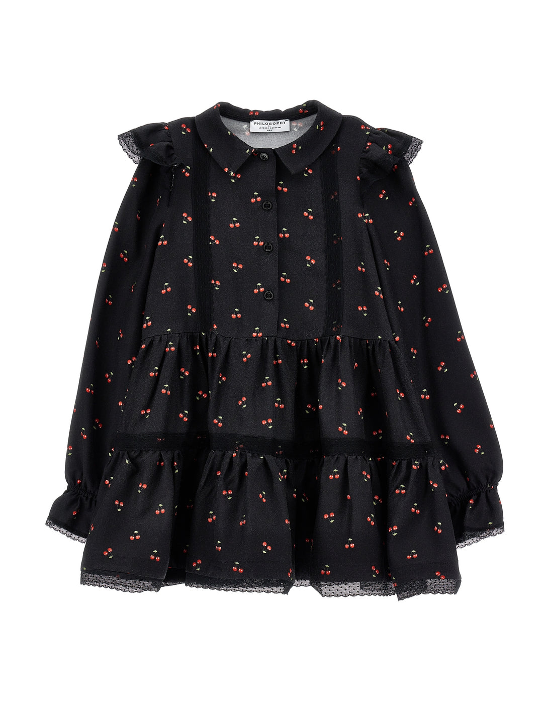 I1F902 6605-LS ALL OVER PRINTED DRESS-BLACK