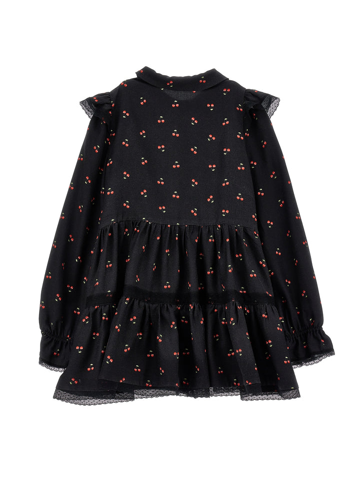 I1F902 6605-LS ALL OVER PRINTED DRESS-BLACK